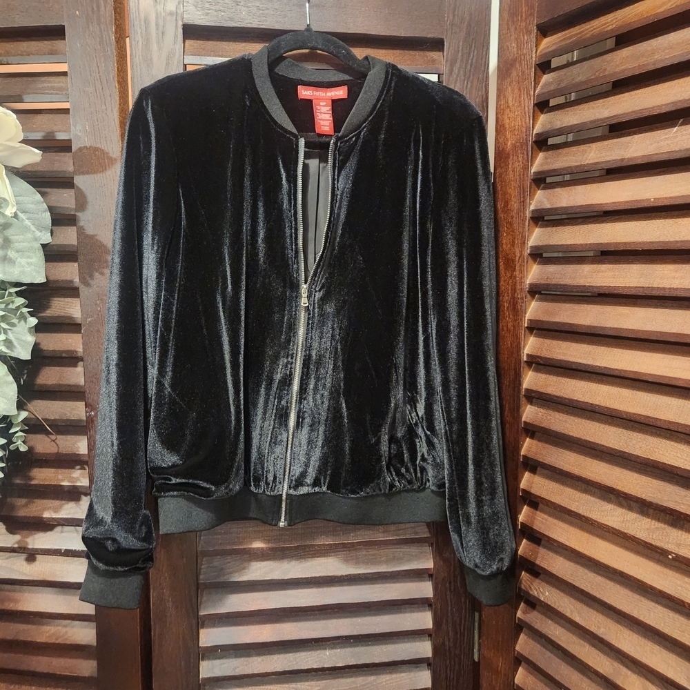 Saks Fifth Avenue Black Velvet Bomber
